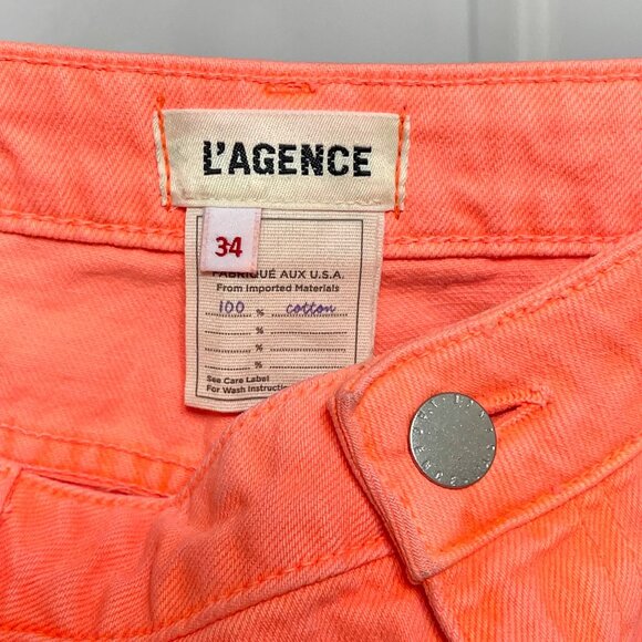 New L'AGENCE Milana Low Rise Stovepipe Straight-Leg Jean in Bright Coral size 34 - Picture 14 of 15
